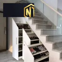 Xưởng Nội Thất Ngọc Thịnh Long Thành  -  Đóng tủ dưới gầm cầu thang là một lựa chọn sự lựa chọn tiện ích đối với nhà có cầu thang phòng khách.